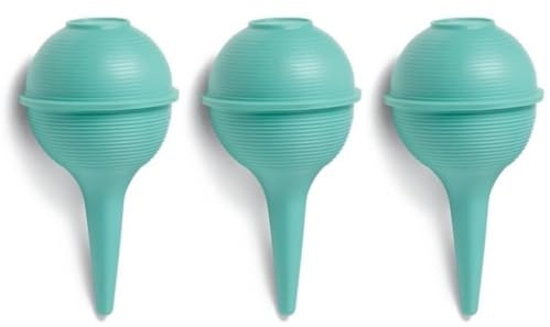 Ribbed Ear wax and Ulcer Bulb Suction Syringes, Green, 1 Oz (Pack of 3)