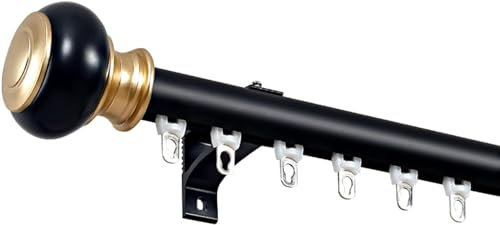 CuKYi Gardinenstangen, Schwarze Vorhangschiene, Raumteiler, Spannstangen, Duschvorhangstange for Wohnzimmer, Schrank, Büro, Dusche (Size : 5M/17Ft)