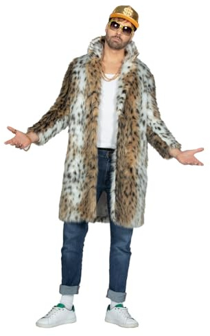 WILBERS & WILBERS Pimp Poser Pelzmantel aus Kunstfell - Leopard - Kostüm-Oberbekleidung für Erwachsene Karneval & Motto-Party