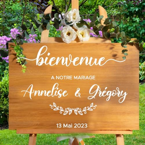 Autocollant Personnalisé Panneau Mariage, Stickers Bienvenue, Décoration Artisanale Pour Mariage (STYLE C, 40cm)