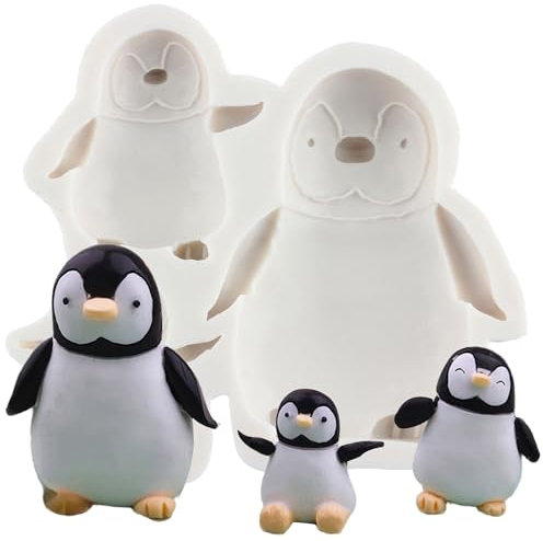 MINFEIDMS Pinguin Silikonformen Pinguin Familie Kuchen Dekoration Fondant Form für Kuchen Dekorieren Cupcake Topper Schokolade Gummipaste Candy Polymer Clay
