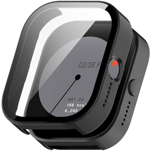 FTRONGRT Hülle für CMF Watch Pro D395, Kombination aus PC + Gehärteter Bildschirmfolie, All-Inclusive-Uhrengehäuse, Stoßfest, Hülle für CMF Watch Pro D395 Smartwatch.Schwarz