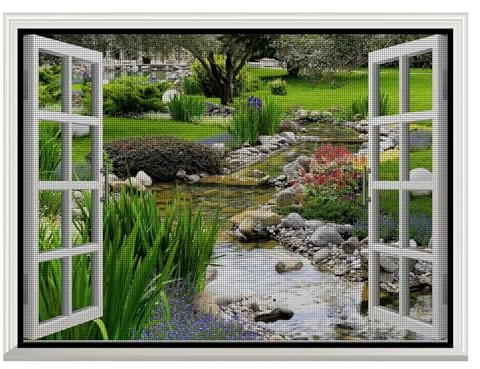 Fliegengitter Fenster, 65x190cm Insektenschutz Fenster mit Starker Selbstklebender Klettband, Einfache Montage ohne Bohren, Schwarz