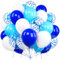 Luftballons Blau Weiss, Ousuga 60 Stück 12 Zoll Matt Hellblaue Königsblaue White Blaues Konfetti Latex Helium Ballon Set für Männer Jungen Kinder Geburtstag Hochzeit Babyparty Verlobung Dekoration