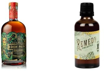 Don Papa Masskara und Remedy Pineapple Set I Weich und fruchtiger Rum I Gold London Spirits Awards I 40% Vol. I 700 ml und 50 ml