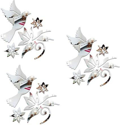 OSALADI 3 Stücke Spiegel Aufkleber Frieden Blumen Olive Zweige Muster Acryl Aufkleber Für Home