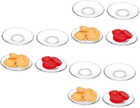 COSMEVIVI 12 Piezas Plato De Cristal Base De Luz De Té Tazas De Candelita Vacías Platos Redondos Para Bocadillos Taza y Plato Tazas De Café Apilables Tazón De Frutas Vidrio Reutilizable