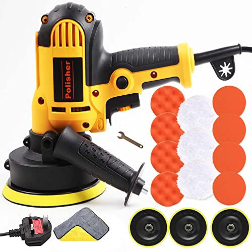 700W Car Polisher, Car Polishers and Buffers Machines with 600-3700 RPM, Variable Speed,11x Polishing Pad & 5 Self Adhesive Disk Towel for Car Polishing/Waxing/Detailing