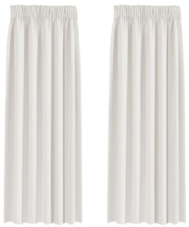 BellaHills Blackout Curtains Pencil Pleat Bedroom Curtain Panel for Privacy Protected Thermal Insulated Window Treatment for Living Room 2 Panels, 66 x 90 Inch, Ivory