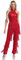Jugaoge Damen Latein Body Neckholder Jumpsuit Overall Pailletten Top und Lange Hose mit Fransen Einteiler Tanzbekleidung für Cha Cha Samba Salsa Burgundy L