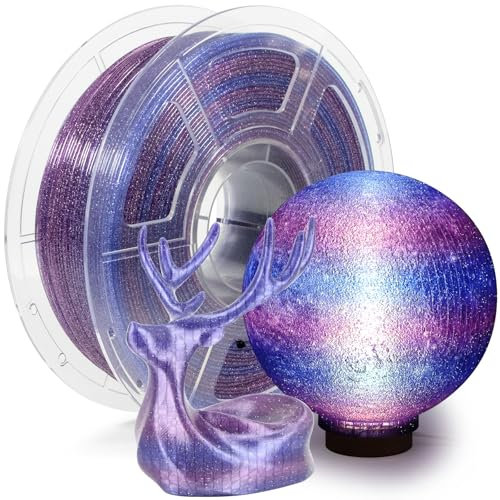 iSANMATE PETG Transparent Glitzer Filament 1,75mm, Klarer Gradient Glitzer PETG Filament, Mehrfarbiges 3D-Drucker-Filament PETG 1KG/2.2lb Spule, PETG Clear Filament Blau Lila