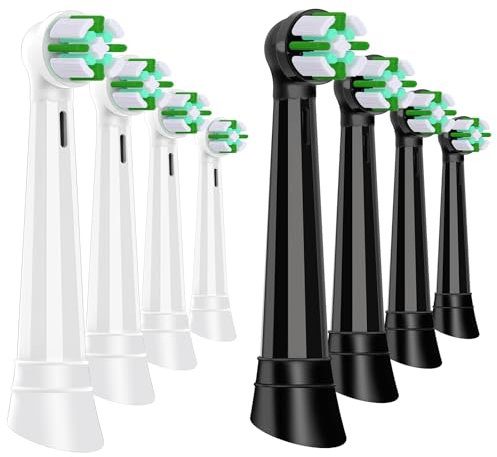 LokoBatii Aufsteckbürsten kompatibel mit Oral B iO, Zahnbürstenaufsatz für 2 3 4 5 6 7 8 9 10 Serien, Ersatzbürsten für Oral B iO Sanfte Reinigung, 8 Stück Bürstenköpfe, Schwarz/Weiß