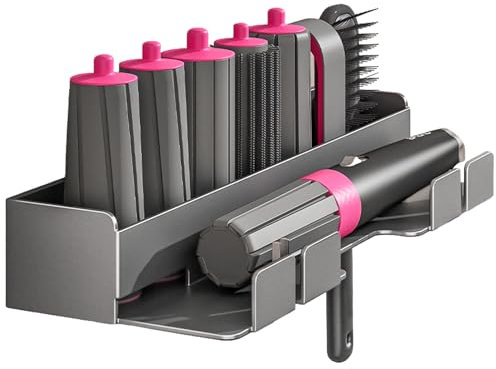 Soporte para secador de pelo de pared sin taladrar, soporte de pared para rizador 7 en 1, accesorio para plancha de pelo, soporte de pared, soporte de acero inoxidable, soporte para secador de pelo