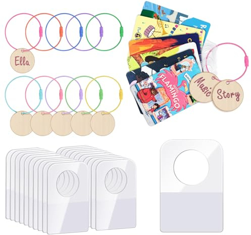 Card Holder Organizer for Yoto Cards,200 PCS Adhesive Tabs with 10 Removable Loops, 6 Blank Wood Labels,Mini Player Keychain Storage Case | 200 PCS Adhesive Tabs with 10 Rings, 6 DIY Wood Labels, Travel Carrier for Yoto Accessories Card Holder Organizer Storage