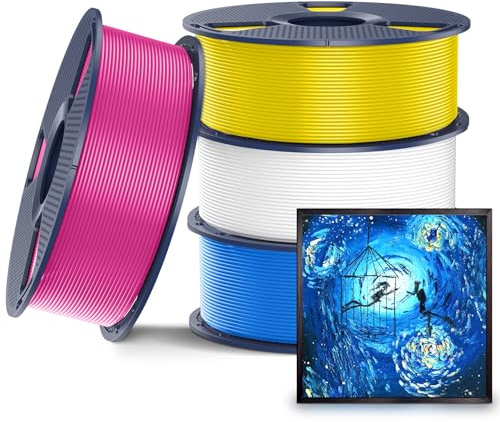 SUNLU CMYK Lithophane PLA Filament 1.75mm, 4KG 3D Printer Filament Bundle, Compatible with AMS and Regular FDM 3D Printers, 4 Packs in Total, 1kg per Spool, 4 Colors, White+Cyan+Magenta+Yellow