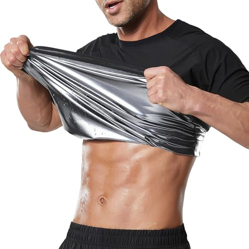 Towintec Sauna Shirt Herren Korsett Taille Shapewear Kurzärmelig Abnehmen | T-Shirt,Männer Bauchweg Kurzarm-Saunaanzug, Schweiß Heiße Anzüge, Kompressionsshirt, Fitnessstudio Übung