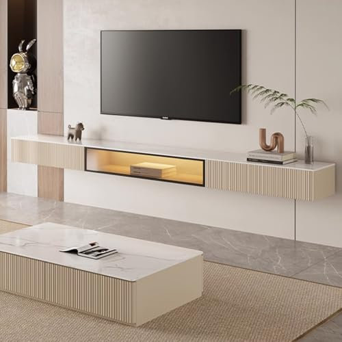 Schwebender TV-Ständer zur Wandmontage, mit mehreren Staufächern für Wohnzimmer