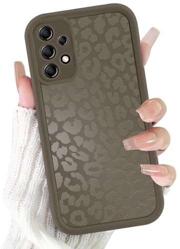 ZhuoFan Handyhülle für Samsung Galaxy A53 5G hülle 6,5”, Aesthetic Leopard Muster Braun Matte Sommer Design Schutzhülle Ultra Weich Silikon Case Mädchen Damen Stoßfest Kameraschutz Bumper Cover, 05