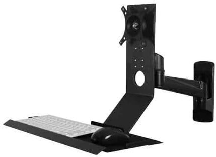 Monitor Mount Single Arm with Regular Keyboard Tray Foldable 90° Black Single Screen Stand Monitor Arm Stand