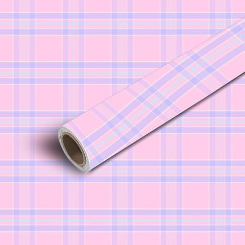 45x300cm Peel and Stick Wallpaper Plaid twill weave Pink tartan check seamless geometric for fabric Contact Paper Self Adhesive Removable Wallpaper Waterproof for Backsplash Bedroom Kitchen