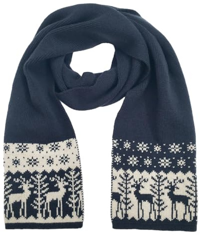 Glanzend Bufanda de invierno para niños, bufanda larga de punto cálido con árbol de Navidad, reno, copo de nieve para niños, bufanda térmica suave y acogedora, pañuelo calentador de cuello de Navidad