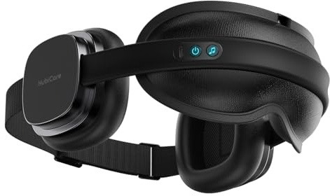 HubiCare Ohrenschützer Augenmaske mit Wärmetherapie und Bluetooth-Musik, Kopfhörer zum Konzentrieren, Entspannen, Besseren Schlafen, Meditieren und Lindern von Verspannungen (schwarz)