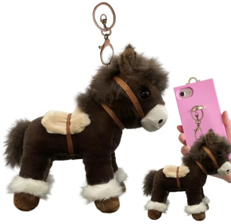 Fuuxtci Cheval en Peluche,18 cm Porte-clés Portable Mignonne | Jouet Cheval Adorable Pendentif en Peluche - pour Sac à Main Fête Cadeau Ados Adultes