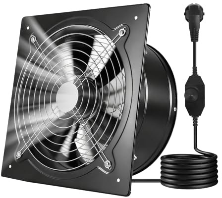 VEVOR Ventilador Extractor de 70 W 2647 m³/h, Extractor de Aire de 305 mm, con Interruptor de Velocidad Válvula contra Retorno, Montaje para Pared, Ventilación para Ático Taller Sótano Garaje Cocina