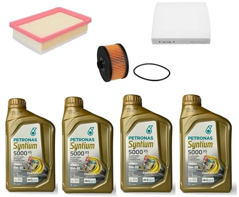 AOQ - KIT TAGLIANDO 3 FILTRI + 4 lt OLIO 5W30 COMPATIBILE CON DACIA SANDERO III, RENAULT CLIO V, CAPTUR II (Benzina) Tce 90-100, 1.0 euro 6