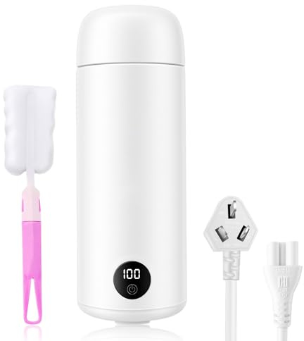 MAOYING Hervidor Eléctrico Portátil, Calentador de Agua de Viaje con Control de Temperatura, Termo con 4 Niveles de Calor, Smart Thermo-Cup para Auto & Viaje, 12V & 220V Compatible