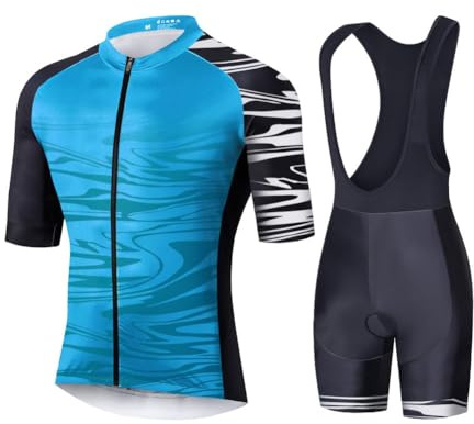 UGLY FROG Milchfaser Radsport Anzüge Herren Kurzarm Trikots+Bib Kurze Hosen Gel Pad Summer Cycling Kit Triathlon Clothes für Radsport Rennrad Einzigartig Designs