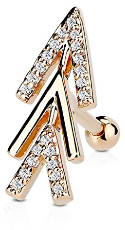 Autiga Tragus Ohr Piercing Stecker Helix Cartilage Barbell Pfeil Arrow Chirurgenstahl rosègold