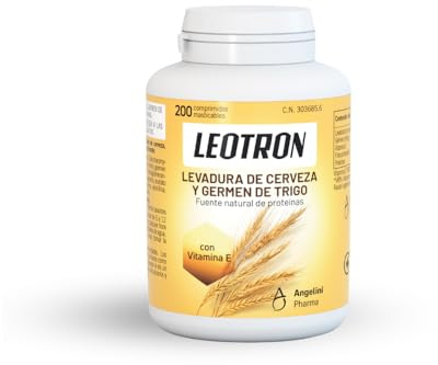 Leotron Levadura de Cerveza + Germen de Trigo - Complemento alimenticio - Fuente natural de proteínas - Con Vitamina E - 200 comprimidos masticables