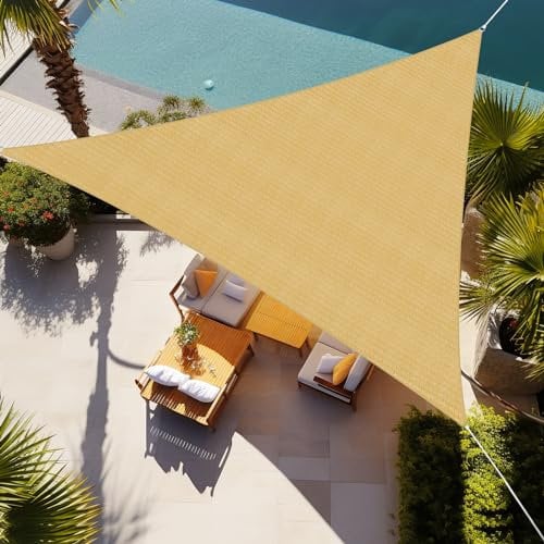 Shade&Beyond 12'x12'x12' Sun Shade Sail Triangle for Patio Yard Deck Pergola Outdoor Sun Sail Shade UV Block Sunshade Sand Color, (We Make Custom Size)