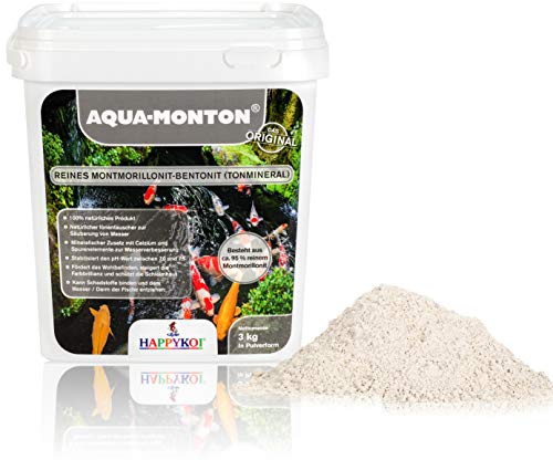 AQUA-MONTON® 3 kg | Reines weißes Montmorillonit Bentonit Tonmineral Pulver für Koi, Teich, Zierfische & Aquaristik - Natürliches Wasserpflegemittel mit Mineralien & Spurenelemente