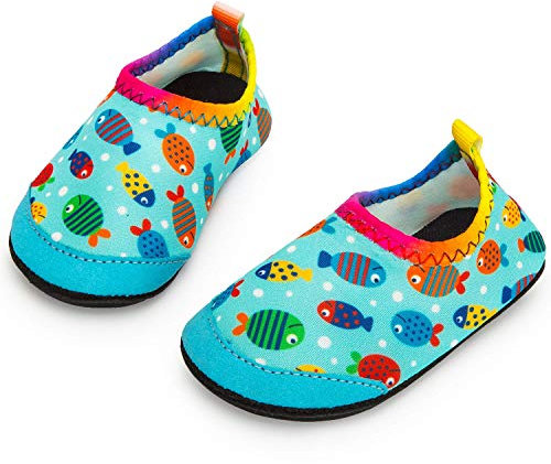 Yorgou Baby Strandschuhe Schwimmschuhe Badeschuhe Wasserschuhe Schnelltrocknende Aquaschuhe rutschfest Barfuss Schuh für Kinder Beach Pool, Fisch / Blau, 15/16 EU