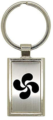 Mygoodprice Porte clé en métal alu brossé Croix Basque Rectangle Gravure Laser