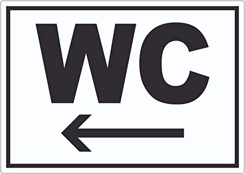 WC mit Pfeil nach links Aufkleber A5 (148x210mm)