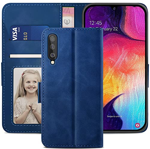 YATWIN Handyhülle Kompatibel mit Samsung Galaxy A50 Hülle, Klapphülle Samsung A50S Premium Leder Brieftasche Schutzhülle [Kartenfach] [Magnet] [Stand] Handytasche Case für Samsung A50, Blau