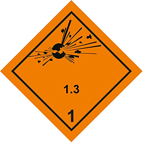 Klasse 1.3 Explosive Stoffe - Gefahrgutaufkleber 25 x 25 cm