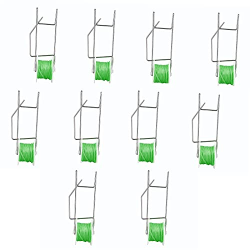 EESLL 10 Pack Tomato Support Hooks,Tomato Trellis Roller Hooks,Plant Roller Hook,Sturdy Durable Garden Tomato Hook Flower Vine Twine Crop Trellis with 15m/49ft Rope for Tomato,Plant, Greenhouse
