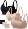 HBselect 3 Pack Women’s Wireless Seamless Maternity & Breastfeeding Bras - Bralette with Removable Pads & Extenders