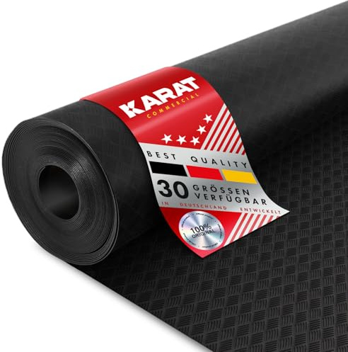 Floordirekt Tapis en caoutchouc à carreaux - Aspect tôle ondulée - Épaisseur : 3 mm - Tapis antidérapant à picots - Antidérapant et résistant aux liquides et à la saleté (140 x 400 cm)