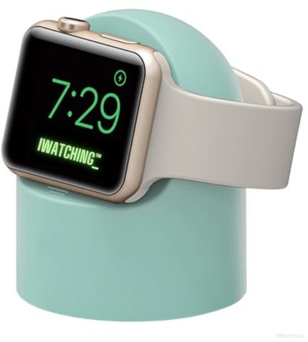 iWatching Charger Stand Silicone Dock Holder for Apple Watch Series Ultra/9/8/SE2//7/6/SE/5/4/3/2/1 (44/42/40/38mm),Supports Nightstand Mode > Adapters NOT Included < (Minit Green)