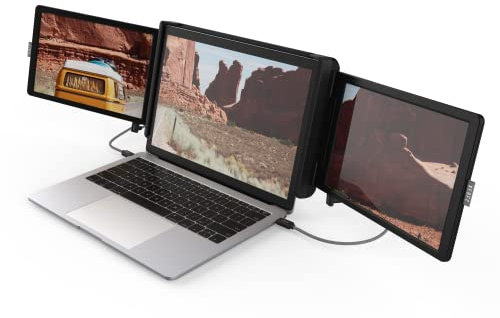 Xebec Tri-Screen 2 - Removable Attachement - Integrated Kickstand - 2 Monitors - Compatible on Every OS & Laptop - 6.5MM Screens