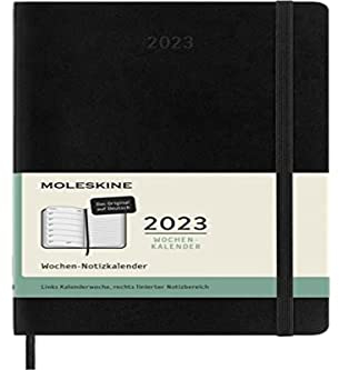 Moleskine Wochenplaner 2023, 12-Monats-Wochenkalender, Wochenplaner und Notizbuch, Softcover, großes Format 13 x 21 cm, Farbe Schwarz, deutsche Version