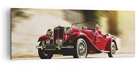 Panorama Bilder auf Leinwand Mg Rot Auto Leinwandbild mit Rahmen 140x50cm Wandbilder Dekoration Wohnzimmer Schlafzimmer Küche Groß XXL Wanddeko Bild Wand Kunstdruck Art Wall Decor Canvas AB140x50-4364