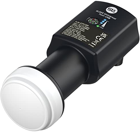 SLx Double LNB avec détecteur de Signal intégré, 4K Satellite HD 2 Sorties KU Bande Universelle pour Sky HD/Freesat HD