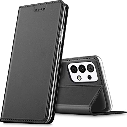 Verco Handyhülle für Samsung Galaxy A53 5G, Premium Handy Flip Cover für Samsung A53 5G Hülle [integr. Magnet] Book Case PU Leder Tasche, Schwarz