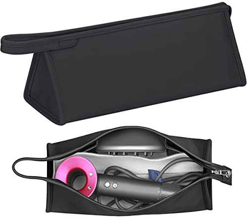 PU Leather Portable Travel Case Storage Bag for Dyson Airwrap Styler Protective Carrying Case for Dyson Supersonic Hair Dryer Waterproof Travel Carrying Bag Organizer for Dyson Accessories (Black)